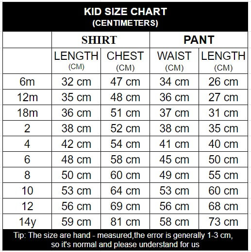 KID SIZE CHART (CENTIMETERS) (1)