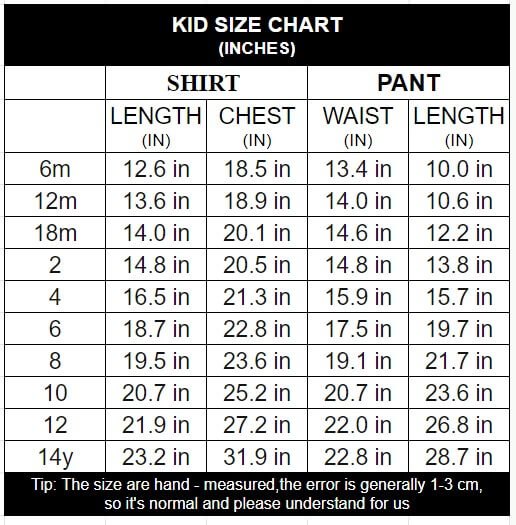 KID SIZE CHART (INCHES) (1)