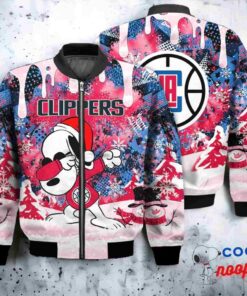 Los Angeles Clippers Snoopy Dabbing The Peanuts Christmas Bomber Jacket 1