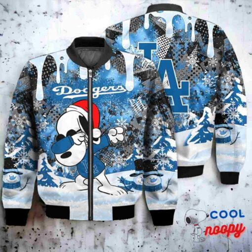Los Angeles Dodgers Snoopy Dabbing The Peanuts Christmas Bomber Jacket 1