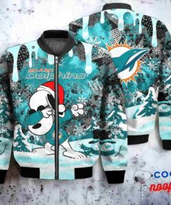 Miami Dolphins Snoopy Dabbing The Peanuts Christmas Bomber Jacket 1
