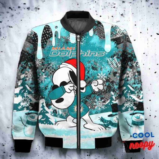 Miami Dolphins Snoopy Dabbing The Peanuts Christmas Bomber Jacket 2