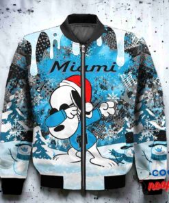 Miami Marlins Snoopy Dabbing The Peanuts Christmas Bomber Jacket 2