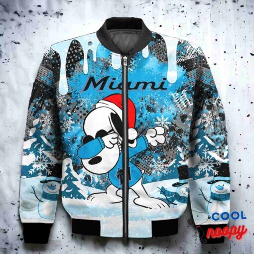 Miami Marlins Snoopy Dabbing The Peanuts Christmas Bomber Jacket 2
