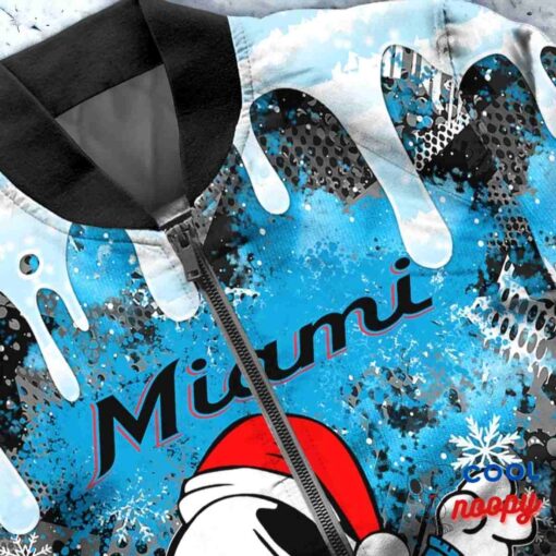 Miami Marlins Snoopy Dabbing The Peanuts Christmas Bomber Jacket 5