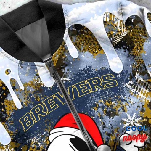 Milwaukee Brewers Snoopy Dabbing The Peanuts Christmas Bomber Jacket 5