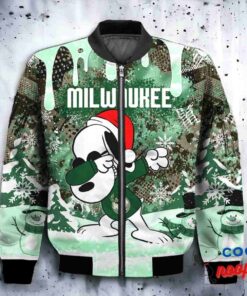 Milwaukee Bucks Snoopy Dabbing The Peanuts Christmas Bomber Jacket 2