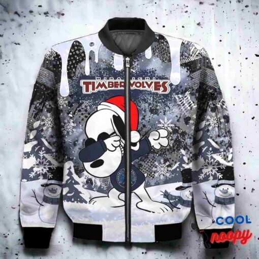 Minnesota Timberwolves Snoopy Dabbing The Peanuts Christmas Bomber Jacket 2