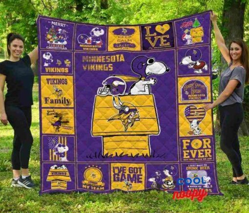 Minnesota Vikings Snoopy Quilt Blanket 2