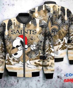 New Orleans Saints Snoopy Dabbing The Peanuts Christmas Bomber Jacket 1