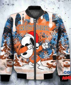 New York Knicks Snoopy Dabbing The Peanuts Christmas Bomber Jacket 2