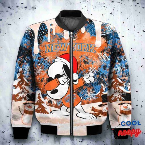 New York Knicks Snoopy Dabbing The Peanuts Christmas Bomber Jacket 2