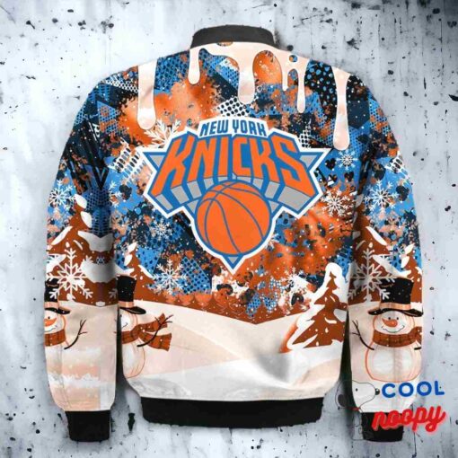 New York Knicks Snoopy Dabbing The Peanuts Christmas Bomber Jacket 3