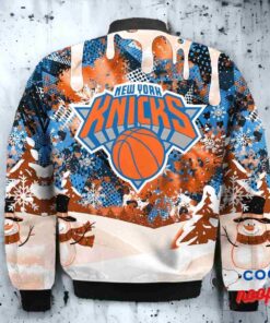 New York Knicks Snoopy Dabbing The Peanuts Christmas Bomber Jacket 3