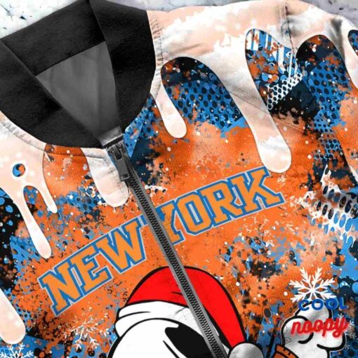New York Knicks Snoopy Dabbing The Peanuts Christmas Bomber Jacket 5