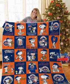 New York Mets Snoopy Quilt Blanket 1