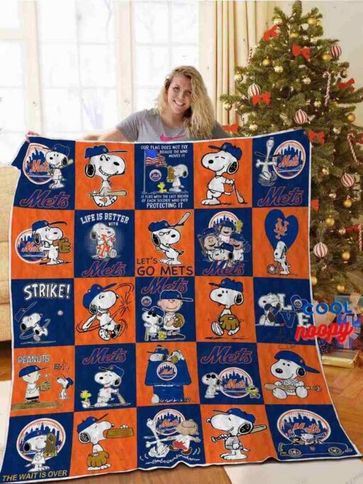 New York Mets Snoopy Quilt Blanket 1