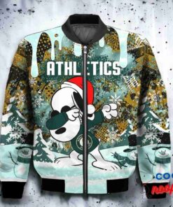 Oakland Athletics Snoopy Dabbing The Peanuts Christmas Bomber Jacket 2