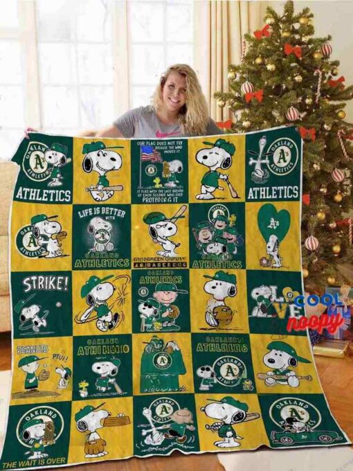 Oakland Athletics Snoopy Quilt Blanket 1