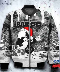 Oakland Raiders Snoopy Dabbing The Peanuts Christmas Bomber Jacket 2