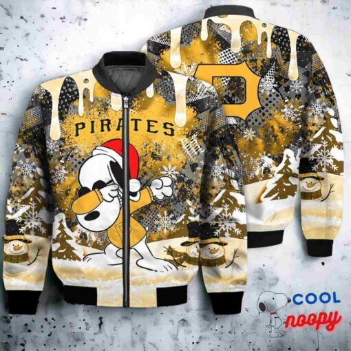 Pittsburgh Pirates Snoopy Dabbing The Peanuts Christmas Bomber Jacket 1