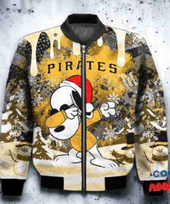 Pittsburgh Pirates Snoopy Dabbing The Peanuts Christmas Bomber Jacket 2