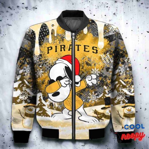 Pittsburgh Pirates Snoopy Dabbing The Peanuts Christmas Bomber Jacket 2