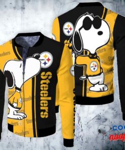 Pittsburgh Steelers Snoopy 3D Jersey Fleece Bomber Jacket 1