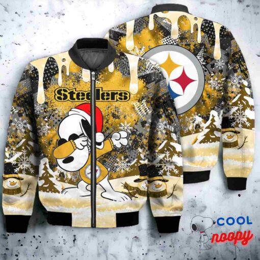 Pittsburgh Steelers Snoopy Dabbing The Peanuts Christmas Bomber Jacket 1