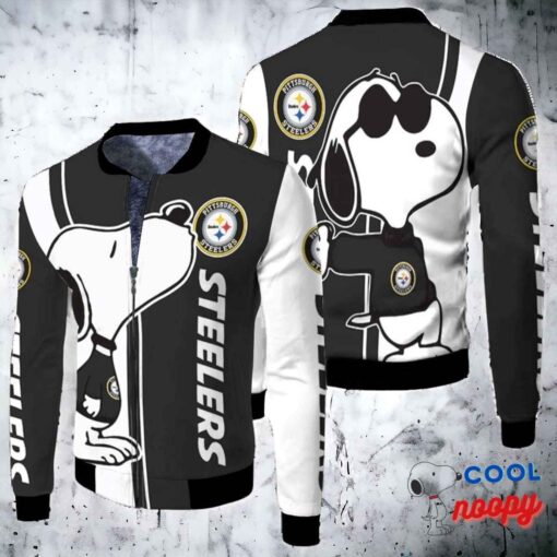 Pittsburgh Steelers Snoopy Lover 3D Printed Fleece Bomber Jacket 1