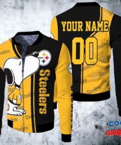 Pittsburgh Steelers Snoopy Personalized Fleece Bomber Jacket 1
