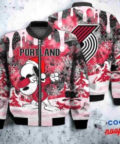 Portland Trail Blazers Snoopy Dabbing The Peanuts Christmas Bomber Jacket 1