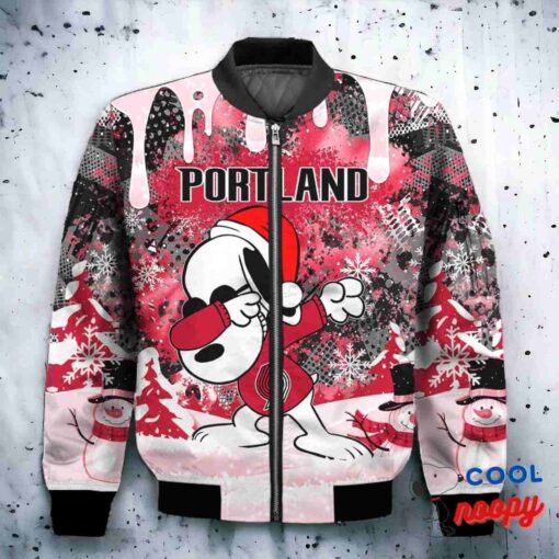 Portland Trail Blazers Snoopy Dabbing The Peanuts Christmas Bomber Jacket 2