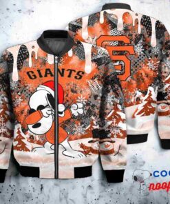 San Francisco Giants Snoopy Dabbing The Peanuts Christmas Bomber Jacket 1