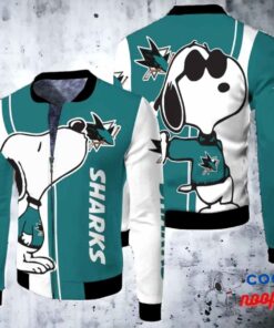San Jose Sharks Snoopy Lover 3d Printed Fleece Bomber Jacket 2
