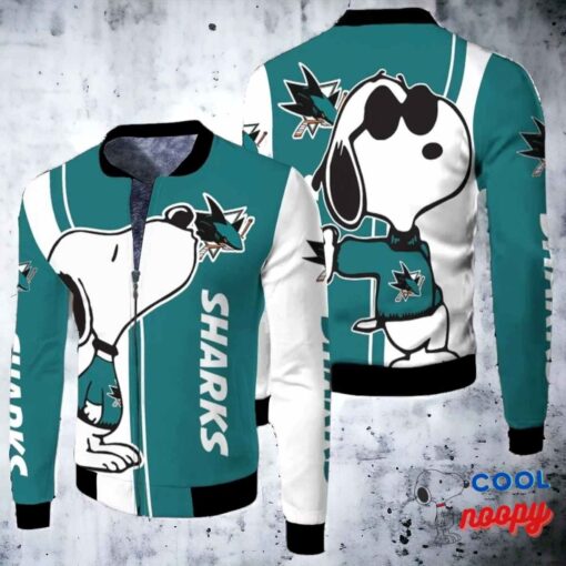 San Jose Sharks Snoopy Lover 3d Printed Fleece Bomber Jacket 2