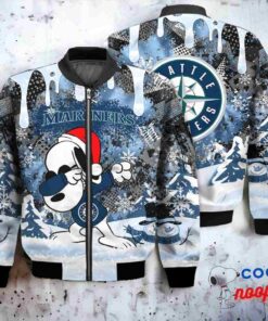 Seattle Mariners Snoopy Dabbing The Peanuts Christmas Bomber Jacket 1