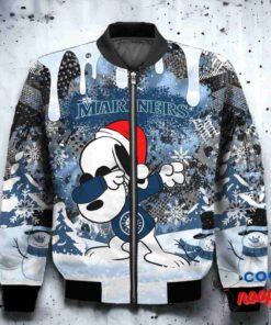 Seattle Mariners Snoopy Dabbing The Peanuts Christmas Bomber Jacket 2