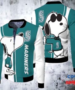Seattle Mariners Snoopy Lover 3d Printed Fleece Bomber Jacket 2
