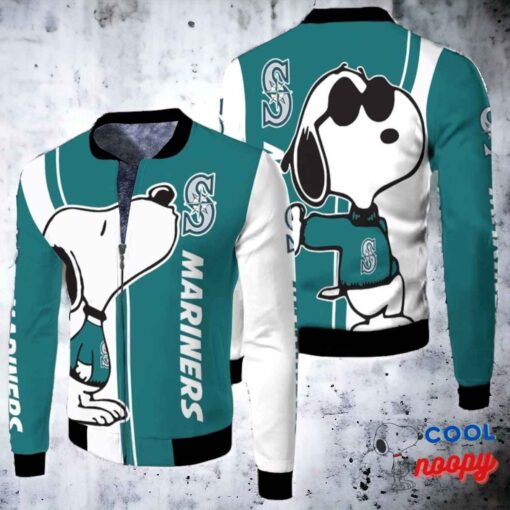 Seattle Mariners Snoopy Lover 3d Printed Fleece Bomber Jacket 2