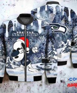 Seattle Seahawks Snoopy Dabbing The Peanuts Christmas Bomber Jacket 1