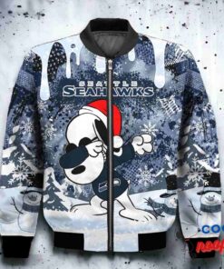 Seattle Seahawks Snoopy Dabbing The Peanuts Christmas Bomber Jacket 2