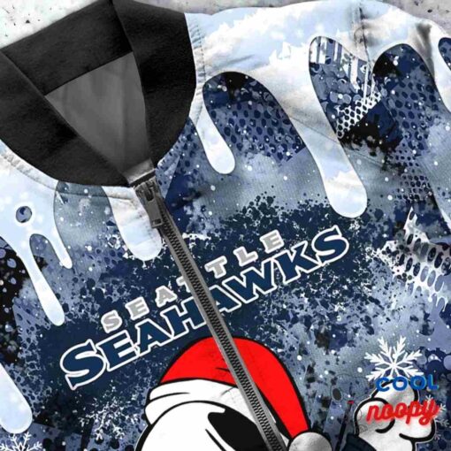 Seattle Seahawks Snoopy Dabbing The Peanuts Christmas Bomber Jacket 5