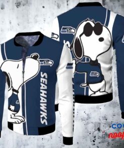 Seattle Seahawks Snoopy Lover 3d Printed Fleece Bomber Jacket 2
