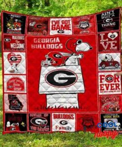 Snoopy Georgia Bulldogs Quilt Blanket 2