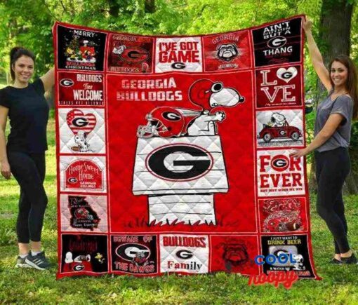 Snoopy Georgia Bulldogs Quilt Blanket 2