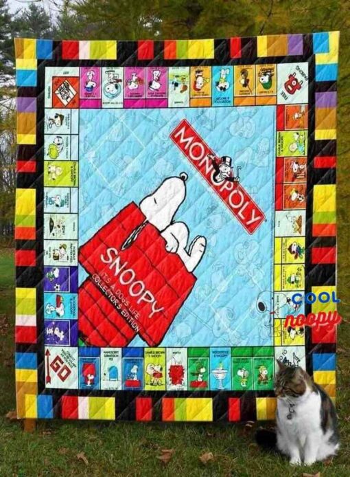 Snoopy Monopoly Game Quilt Blanket 1