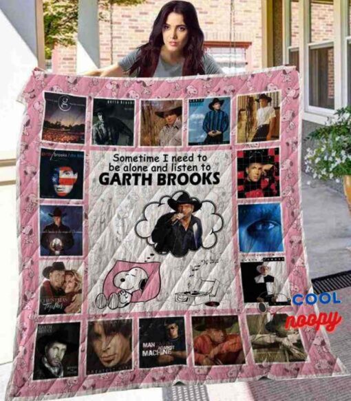 Snoopy Sometime I Need To Be Alone And Listen To Garth Brooks Quilt Blanket 2