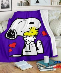 Snoopy and Woodstock Purple Premium Blanket 1
