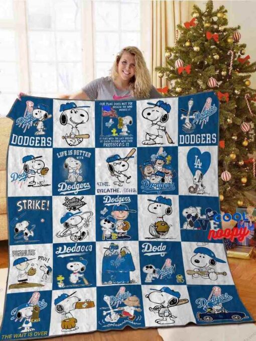 Trending Los Angeles Dodgers Snoopy Quilt Blanket Gift 1